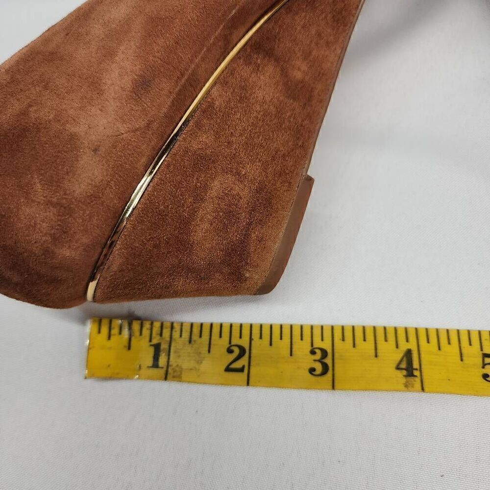 Talbots Size 9 Brown Suede Leather Wedges Buckel Embellished D - Picture 11 of 11